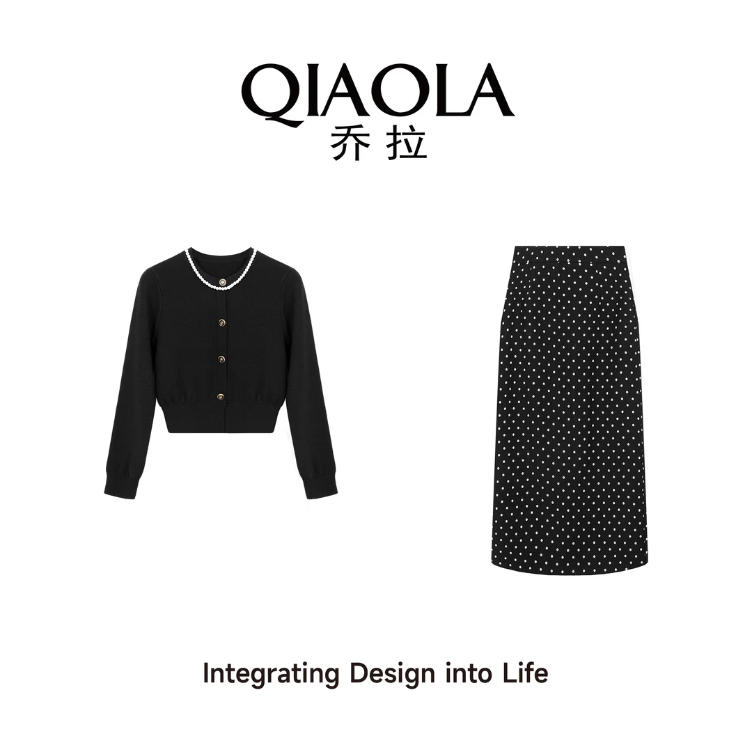 QIAOLA/乔拉【波点回廊】秋季梭织波点包芯纱慵懒减龄时尚套装预售