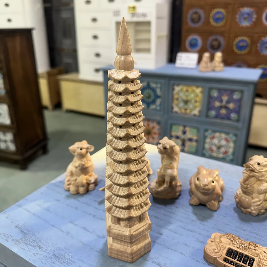 新春实心实木桃木文昌塔学生必备摆件