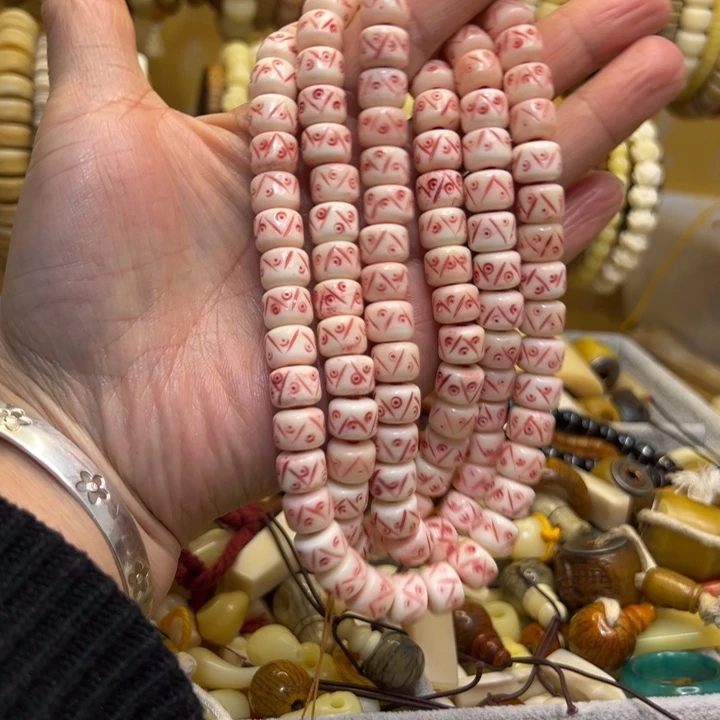 牛骨手串/手链直径10桶珠牛骨雕刻