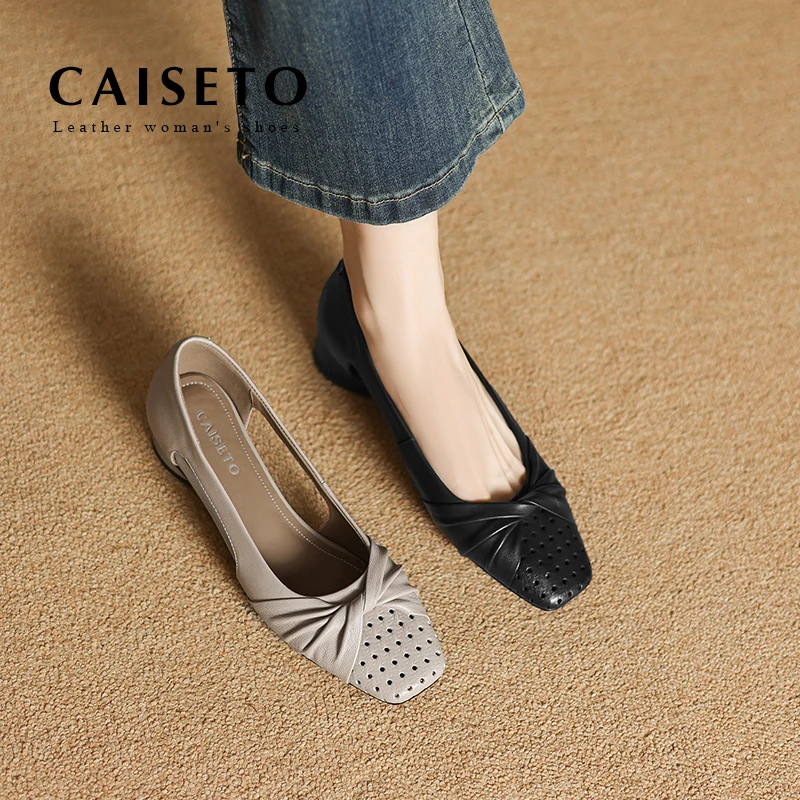 头层羊皮/3.5CM夏季新款时尚百搭休闲气质镂空透气女鞋单鞋25D386