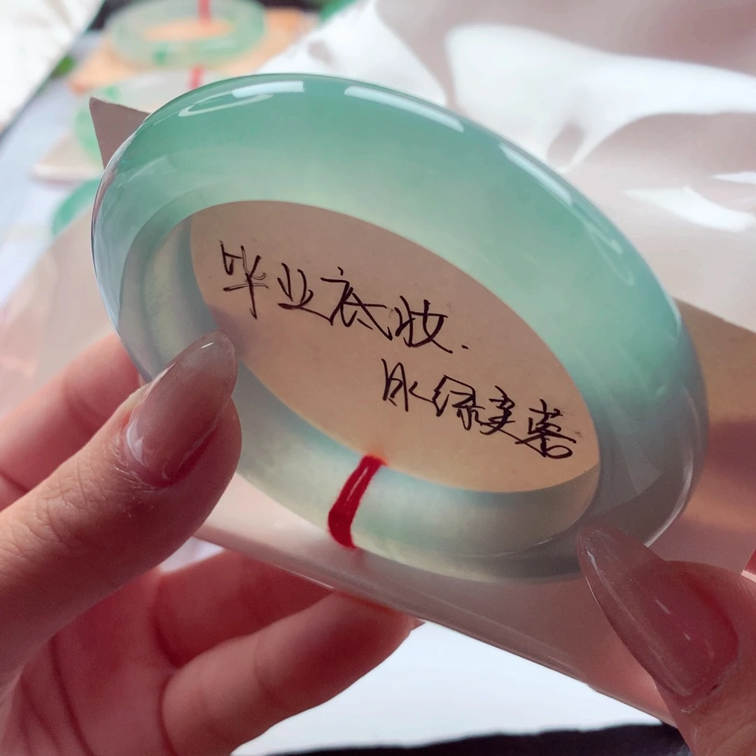 翡翠未镶嵌手镯师妹58.2冰绿天青果冻对标小六