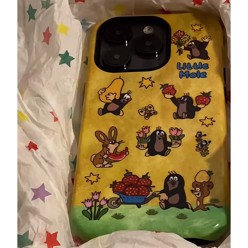 夕与空ins鼹鼠和朋友适用苹果16promax手机壳华为P70oppo小米vivo