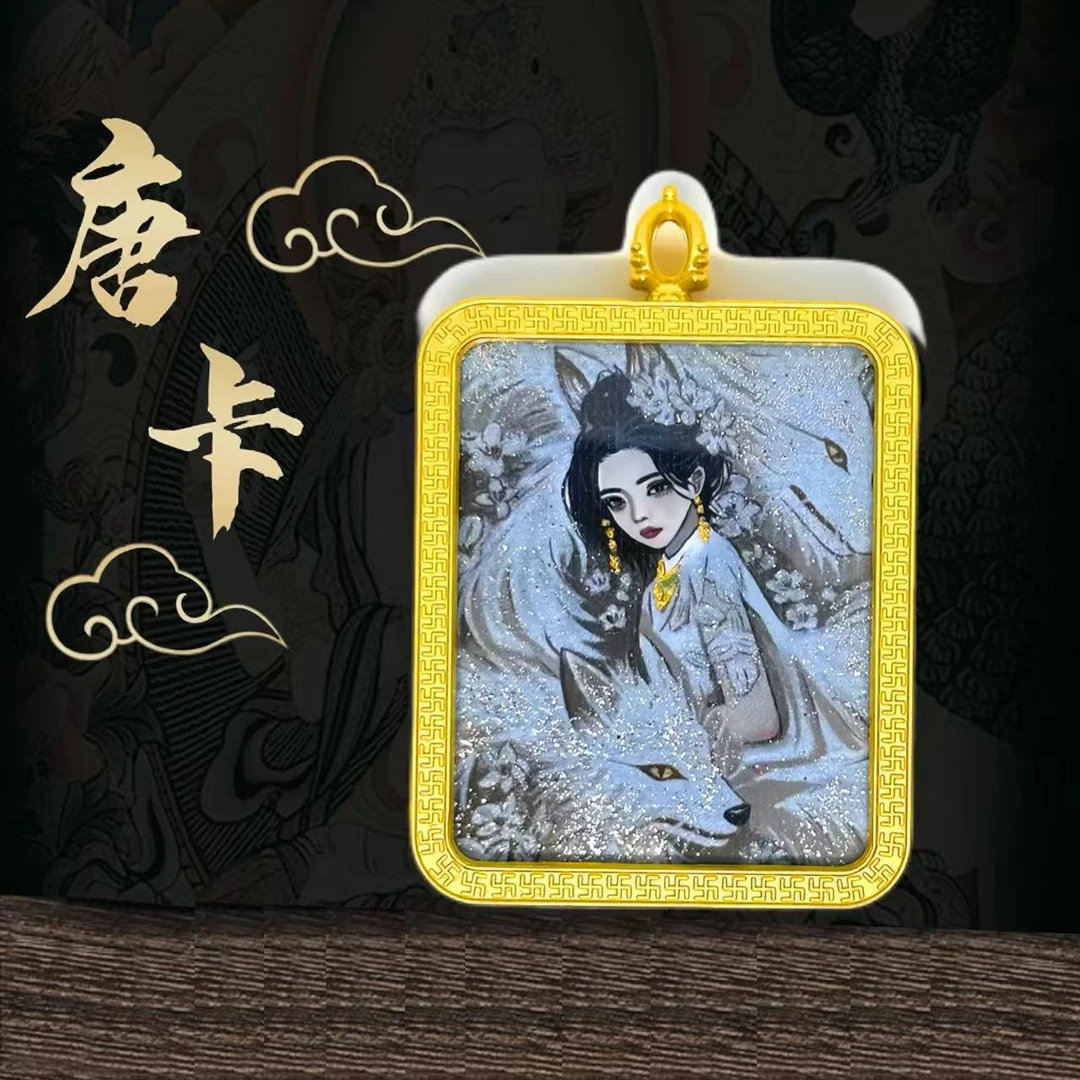 原创美女九尾系列唐卡手绘半绘撒金描金 唐卡批发 源头厂家纯手绘