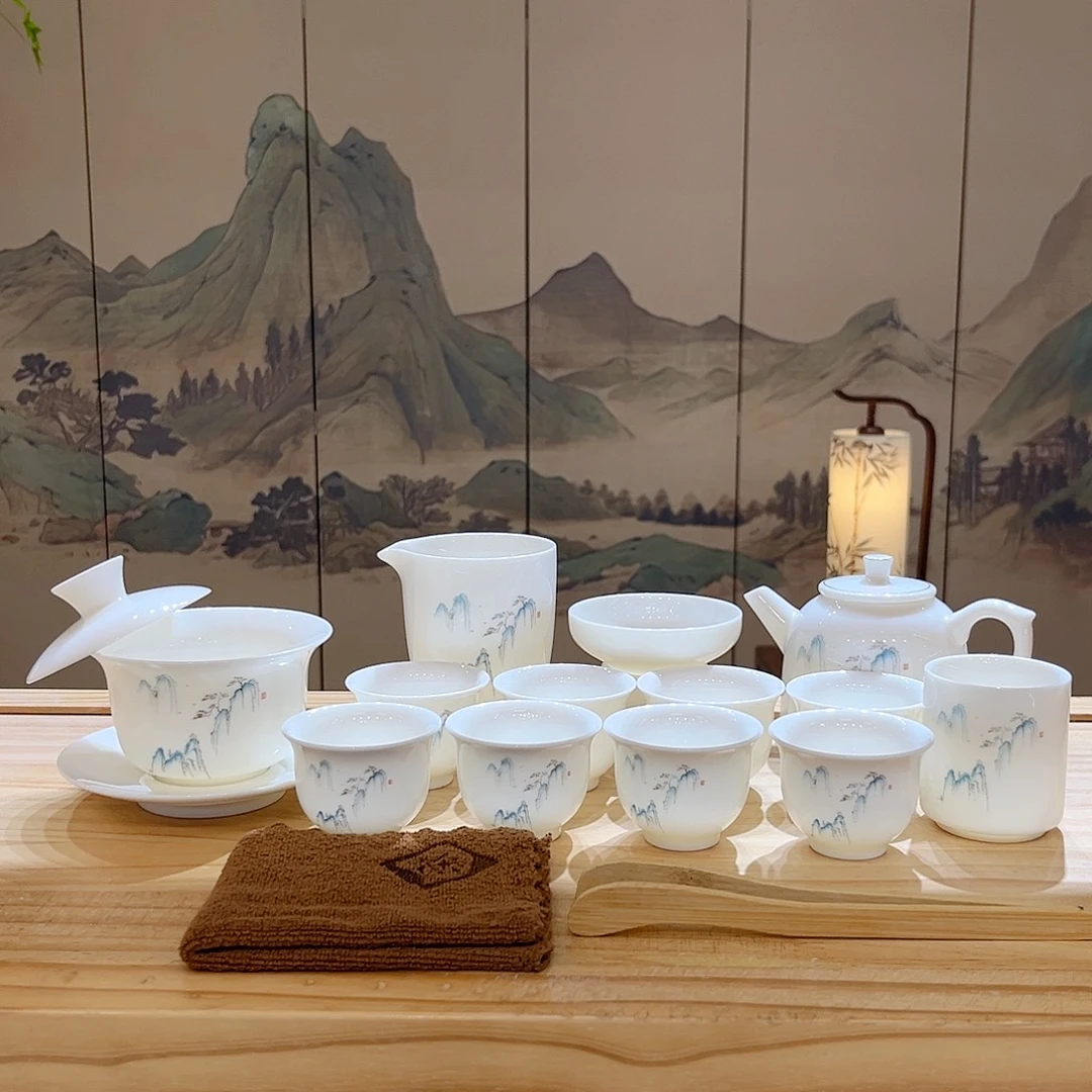 【都彩】高山流水羊脂玉瓷16头