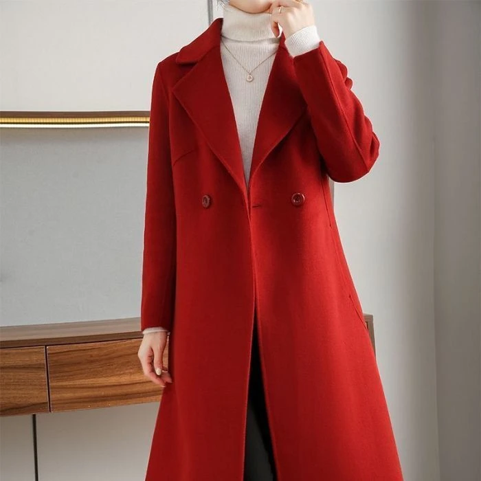春秋新款毛呢外套女大码女款气质百搭高端修身赫本风呢网红外套女