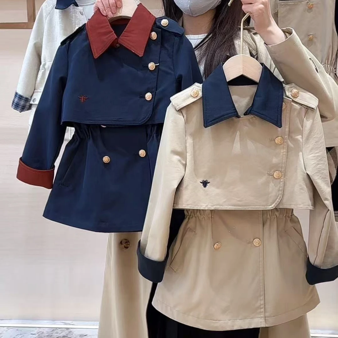 女童秋季套装2025新款秋装女宝宝中大童风衣背心裙两件套公主风潮