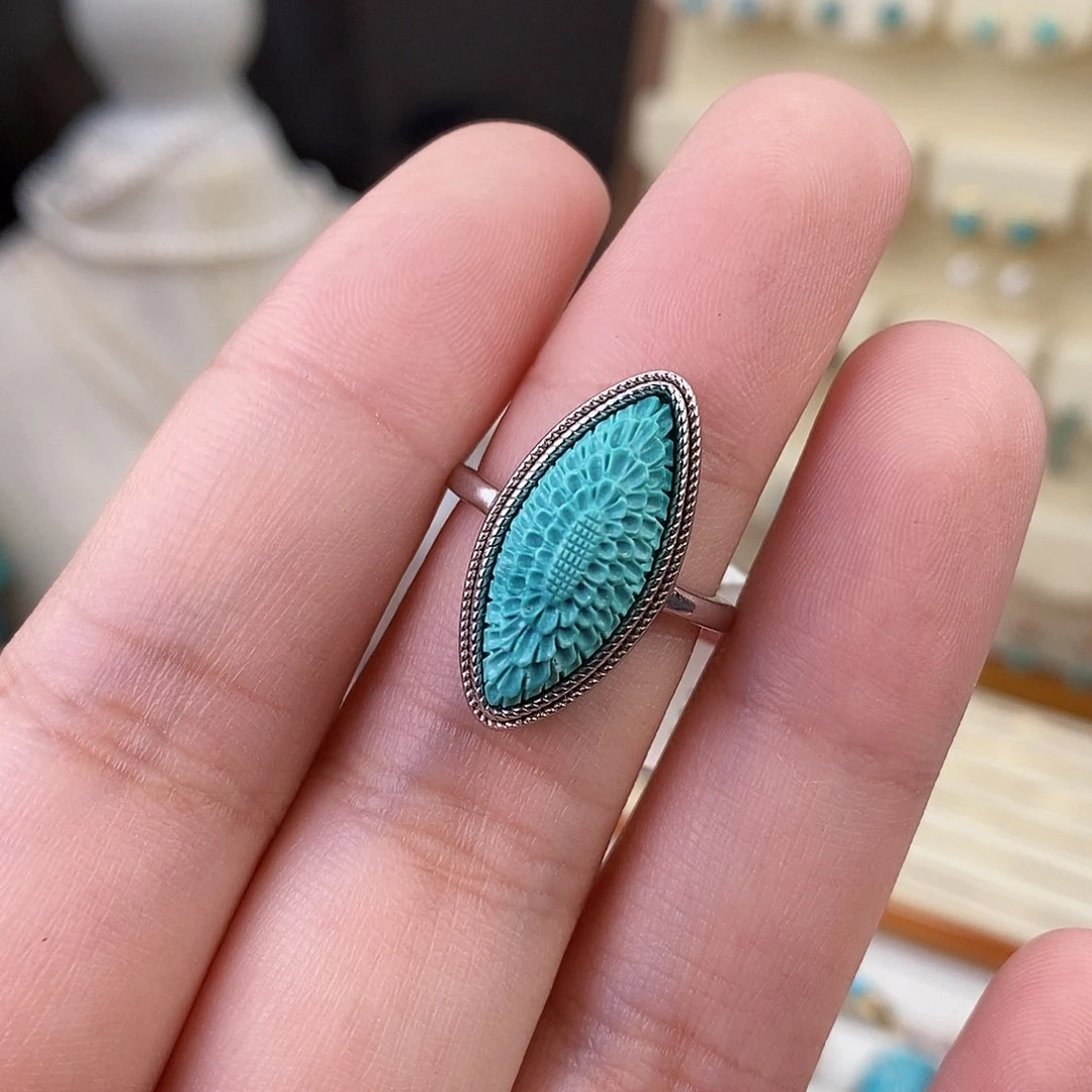 绿松石戒指银S925镶嵌