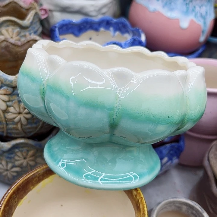 多肉绿植陶瓷花盆9.9包邮，有孔