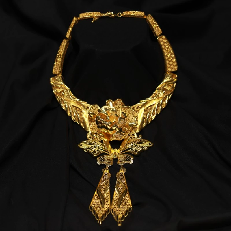 合金婚庆饰品 新款11986金色蝴蝶项圈