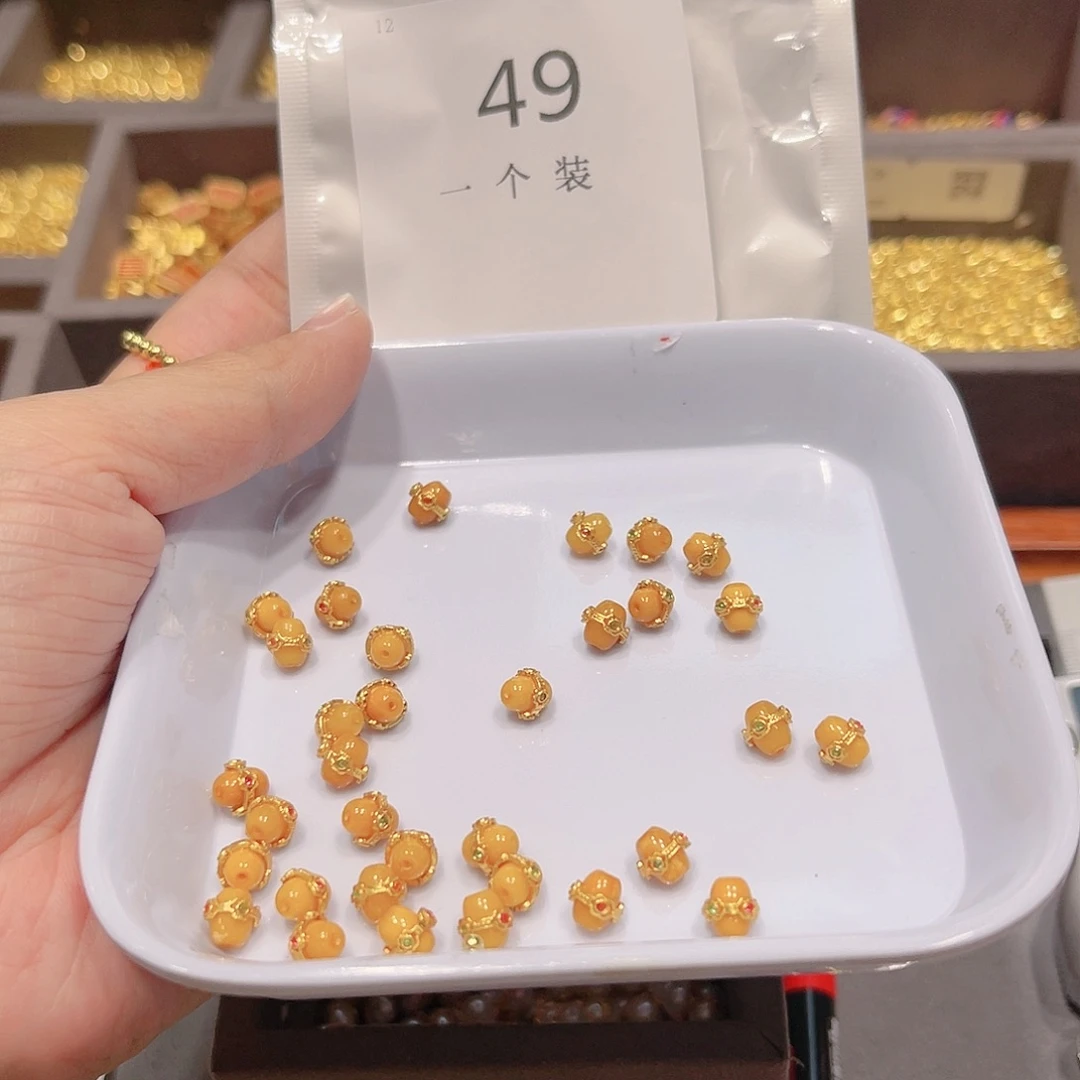 水晶珠宝半成品银S925镀金镶嵌49