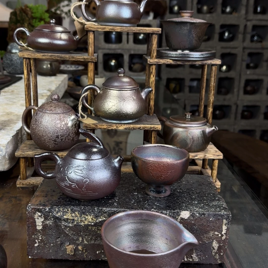 建水紫陶紫泥柴烧茶具套壶拍一发三