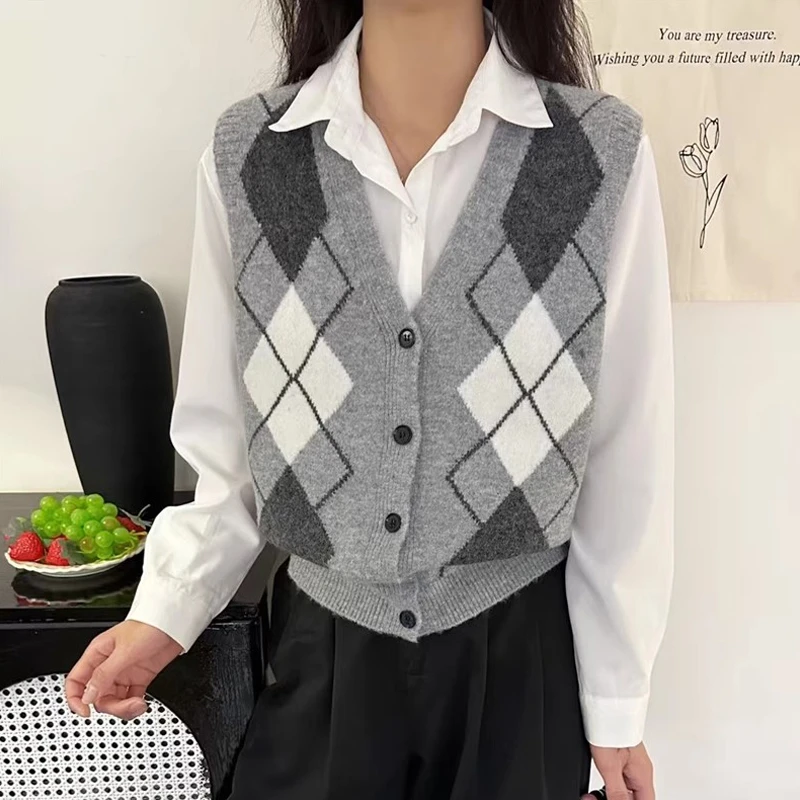 【衣朵设计】V领马甲春秋马夹无袖纯色百搭女装四季通用提花单排扣