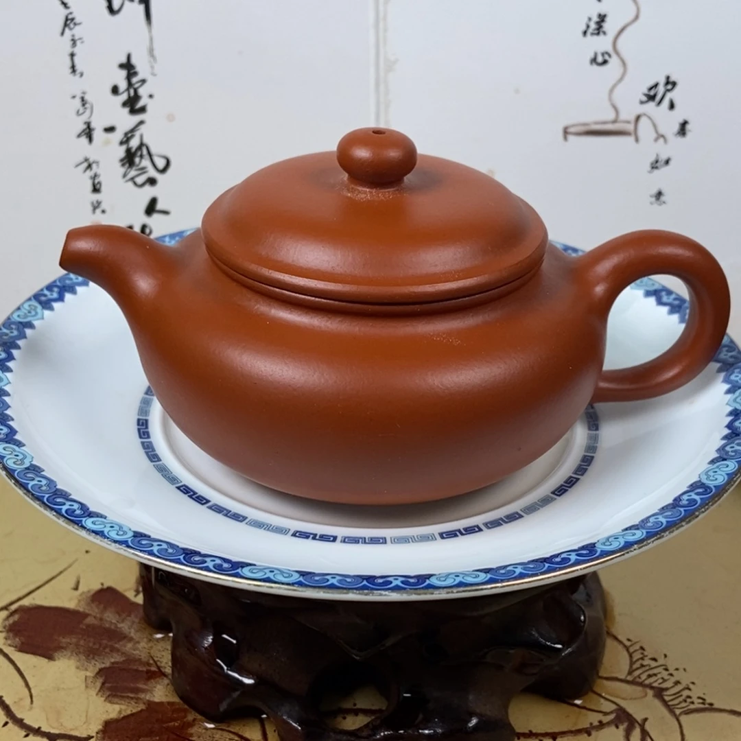 紫砂茶壶赵庄朱泥180 容量宜兴紫砂顾