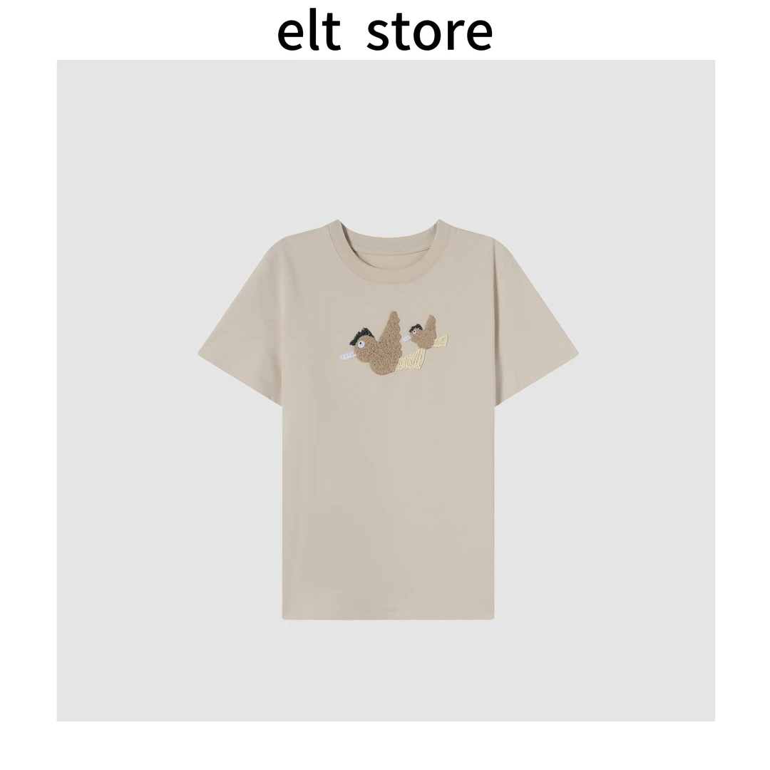 纯棉小鸟刺绣短袖1543