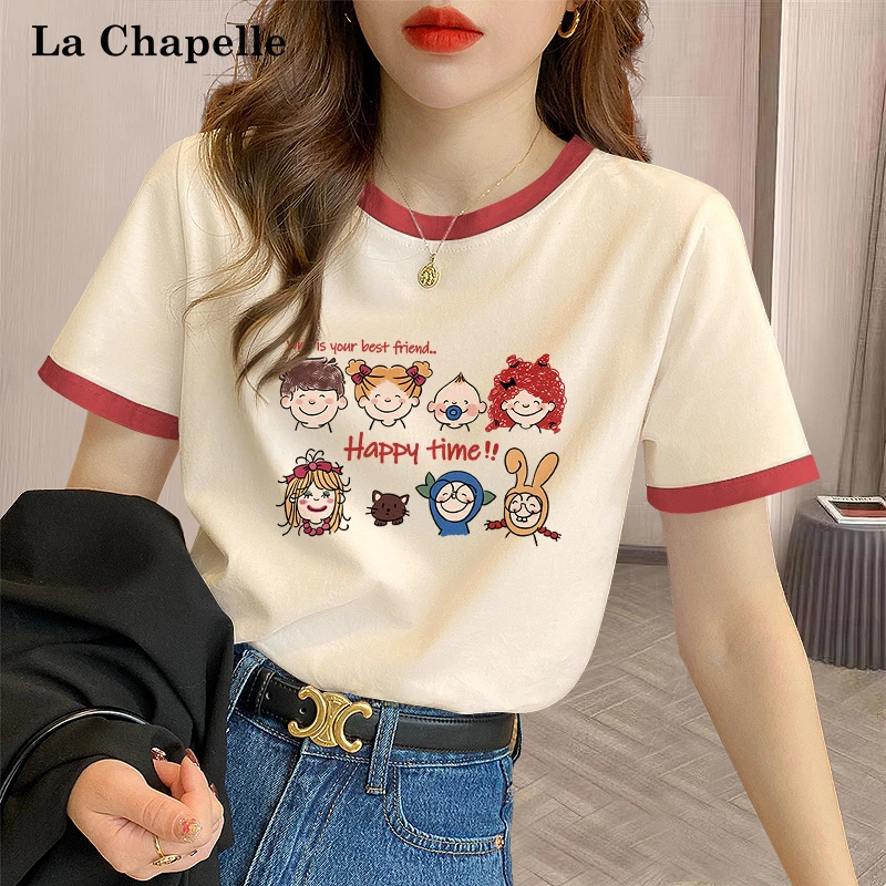 拉夏贝尔韩系短袖t恤女夏2025新款小个子休闲百搭显瘦内搭上衣潮X