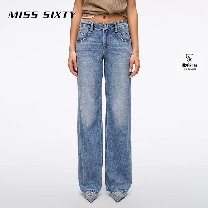 Miss Sixty2025夏季新款牛仔裤女复古含醋酸通勤休闲长裤直筒裤