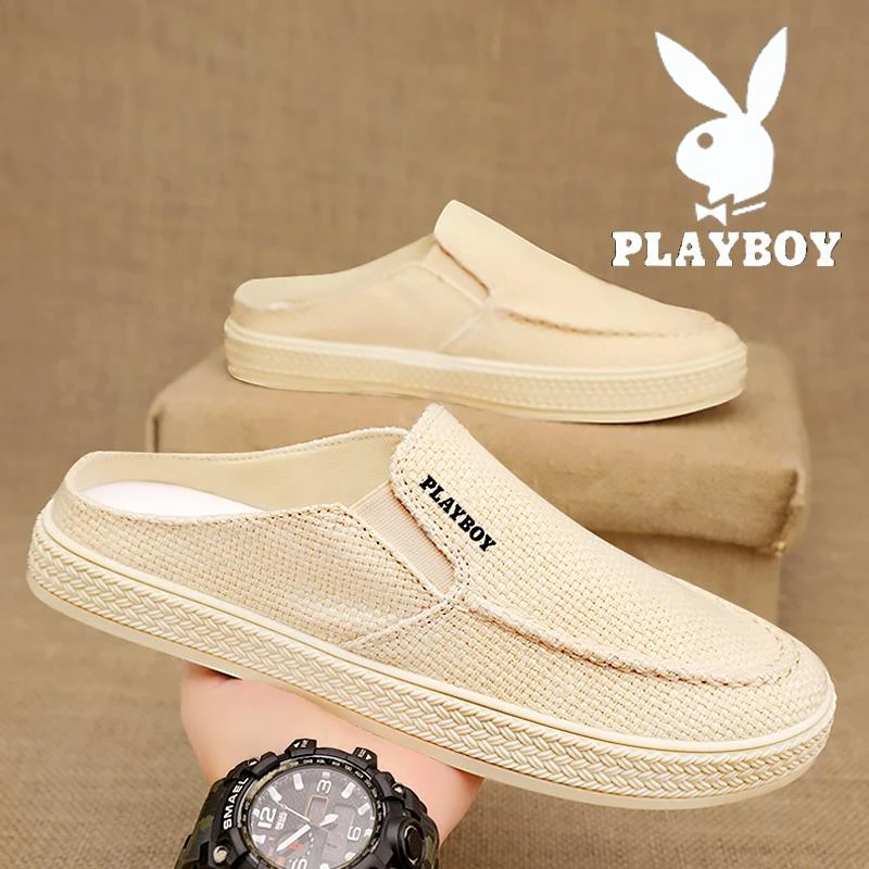 花花公子老北京布鞋子男鞋夏天男款鞋懒人无后跟半透气科技布男鞋