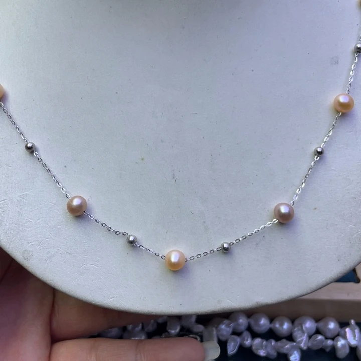 淡水珍珠项链银S925镶嵌