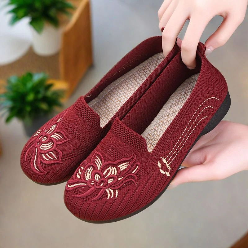 春季老北京新款一脚蹬软底轻便平底懒人鞋透气女单鞋妈妈鞋