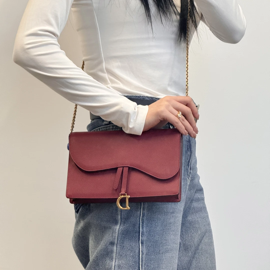 95新 DIOR/迪奥 dior唇膏粉金扣马鞍包