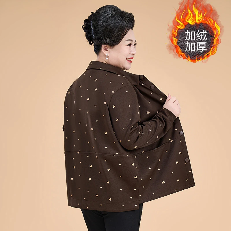 妈妈装春装新款时尚气质方领衬衫中老年女装妈妈装加绒款大码上衣