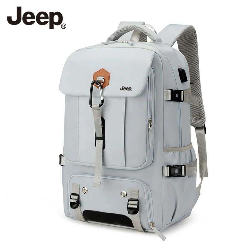Jeep吉普男女通勤防水电脑包背包户外休闲旅行包多功能双肩包撞色