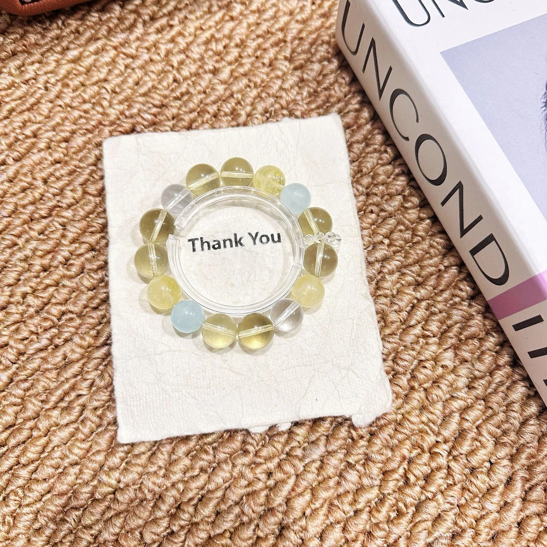 拍4件【海盐柠檬】黄水晶海蓝宝清透手串手链 多样性发其一