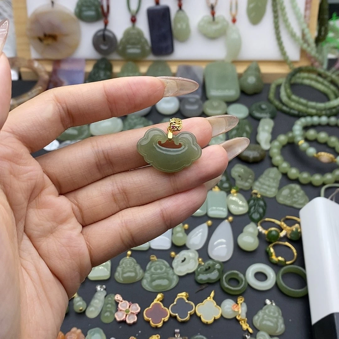 和田玉吊坠(不含链)银S925镶嵌