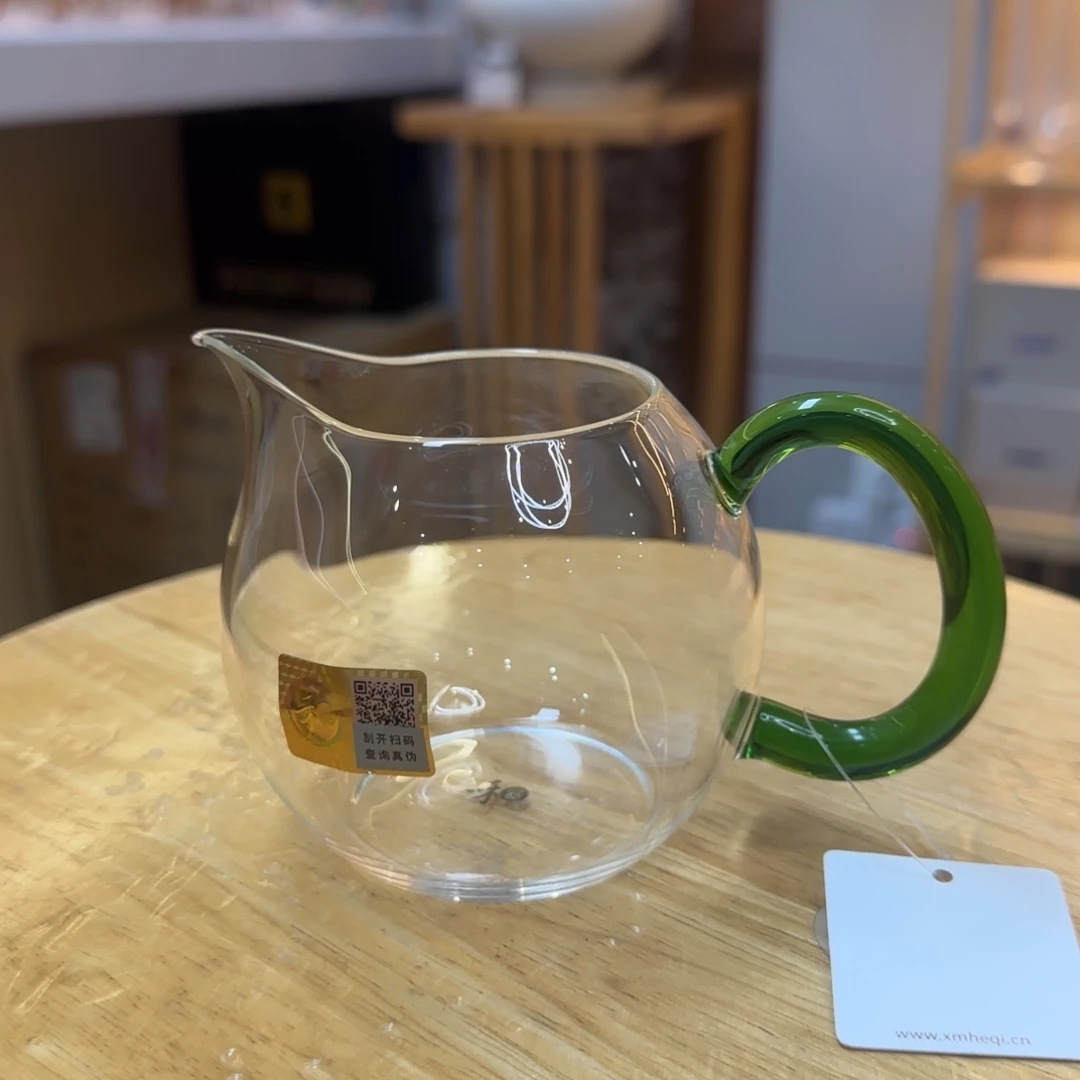 手工艺品玻璃禾器畅然公道杯湖绿色