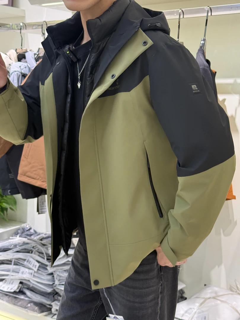男士冬季连帽三合一加厚保暖可拆卸内胆户外