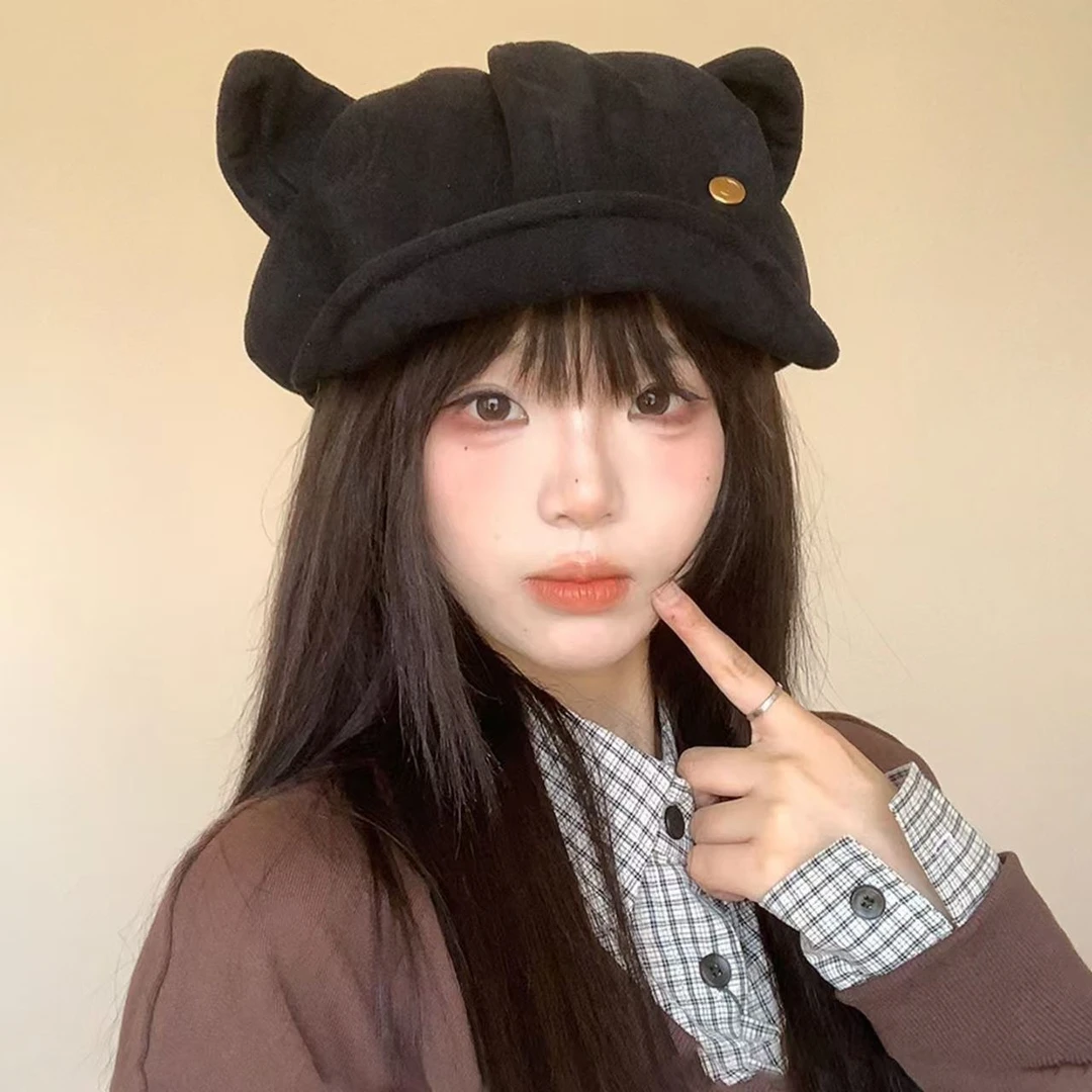 一帽多戴贝雷帽日常时尚百搭显脸小半渔夫帽麂皮绒休闲百搭帽子女