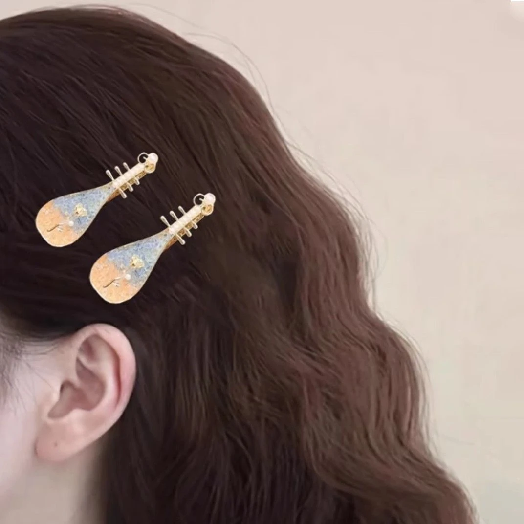 琵琶复古新中式玫瑰发夹!古风侧边夹碎发夹轻奢刘海夹旅行女发卡