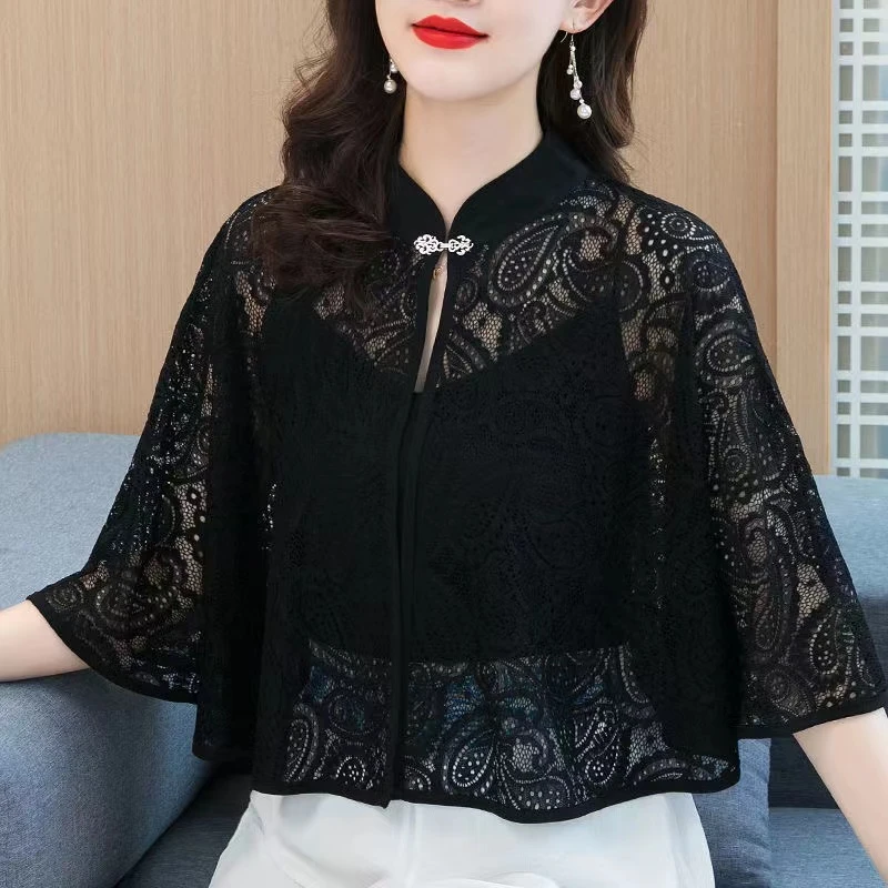 披风女韩版复古夏季百搭配裙子搭配旗袍蕾丝斗篷仙气上衣外搭披肩