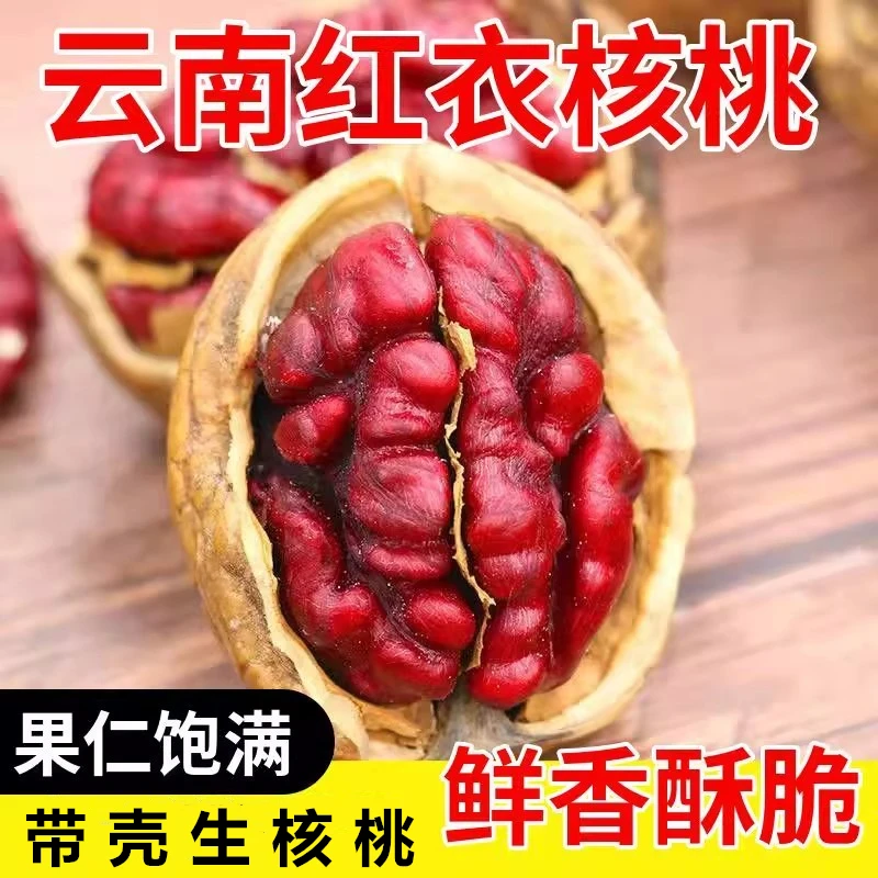 云南红衣核桃红皮核桃带壳纸皮核桃儿童孕妇核桃烘焙坚果休闲零食