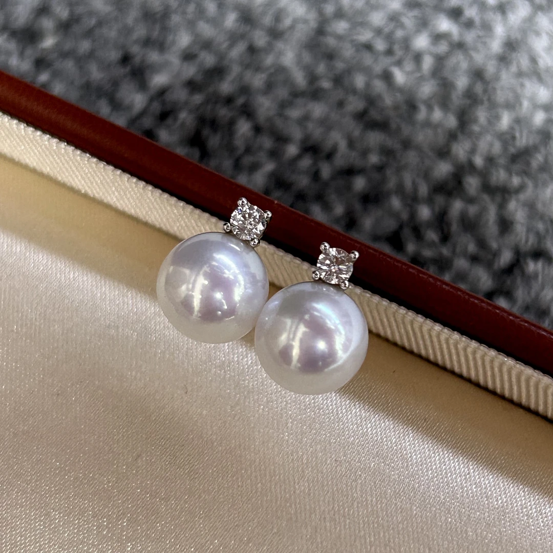 【丰收季！】5A！经典戴妃淡水珍珠耳钉 9-10mm