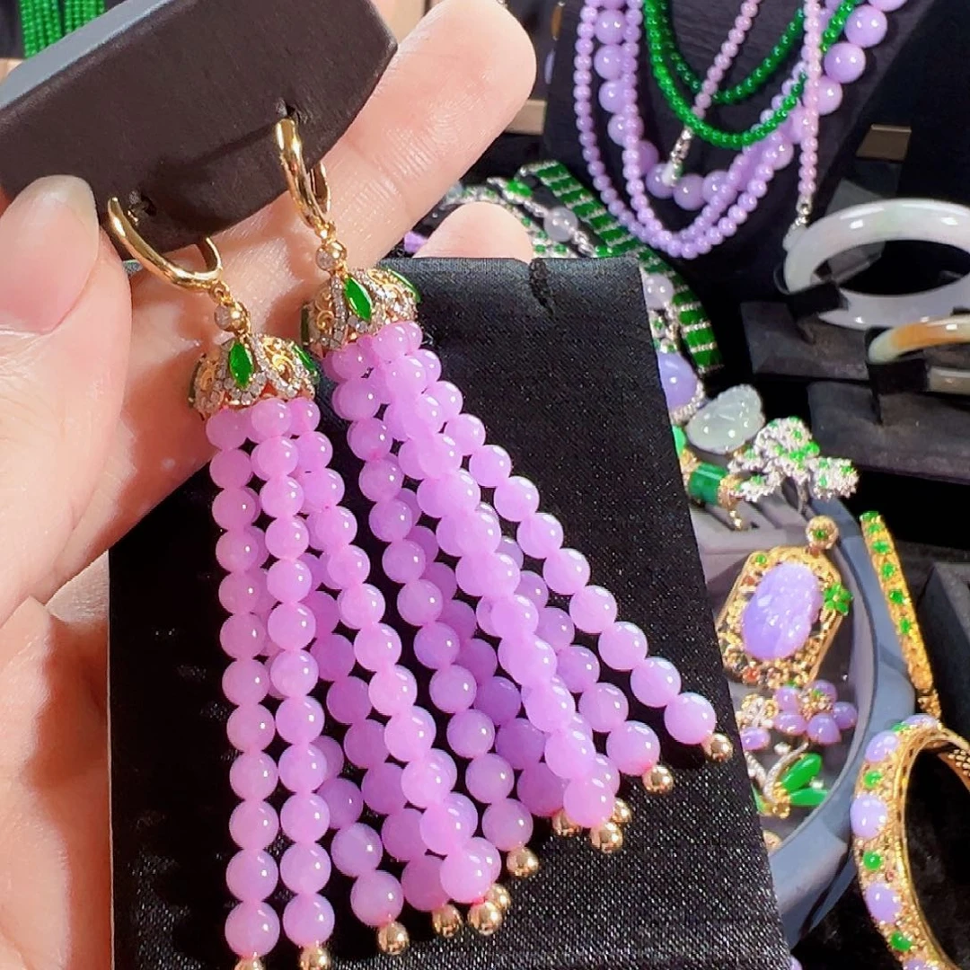 翡翠18K金镶嵌耳饰签收后24小时鉴赏期