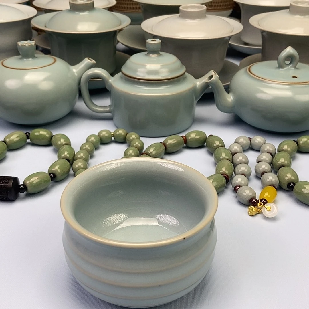 杯微瑕天青旋纹杯原矿原釉原产地