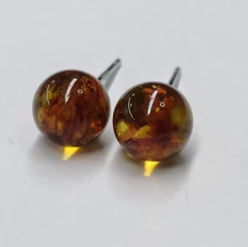 s925银琥珀耳钉-R1284-