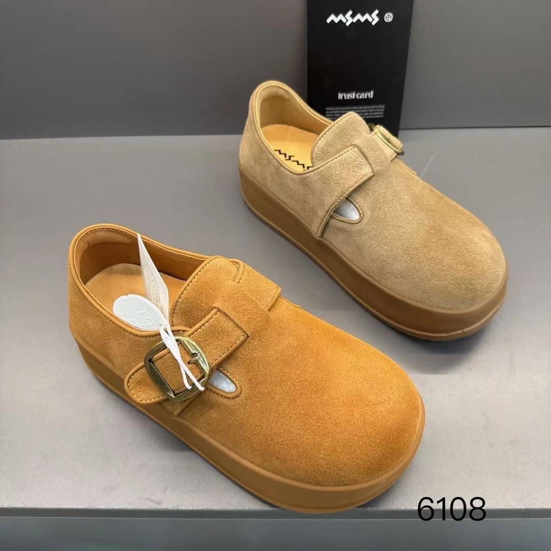 玛莎玛索秋季新款博肯鞋6108时尚百搭休闲圆头一脚蹬网红女鞋潮鞋