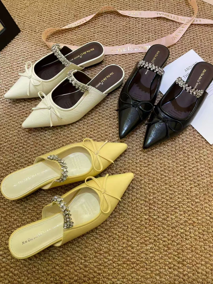 【靓】MD8559-81法式坡跟ins风包头水钻包头拖百搭平底春季时尚夏季