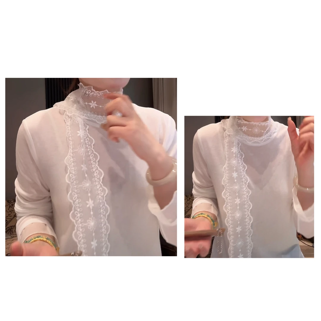 {独家定制花边}高端轻奢蕾丝绣花丝刺绣丝巾