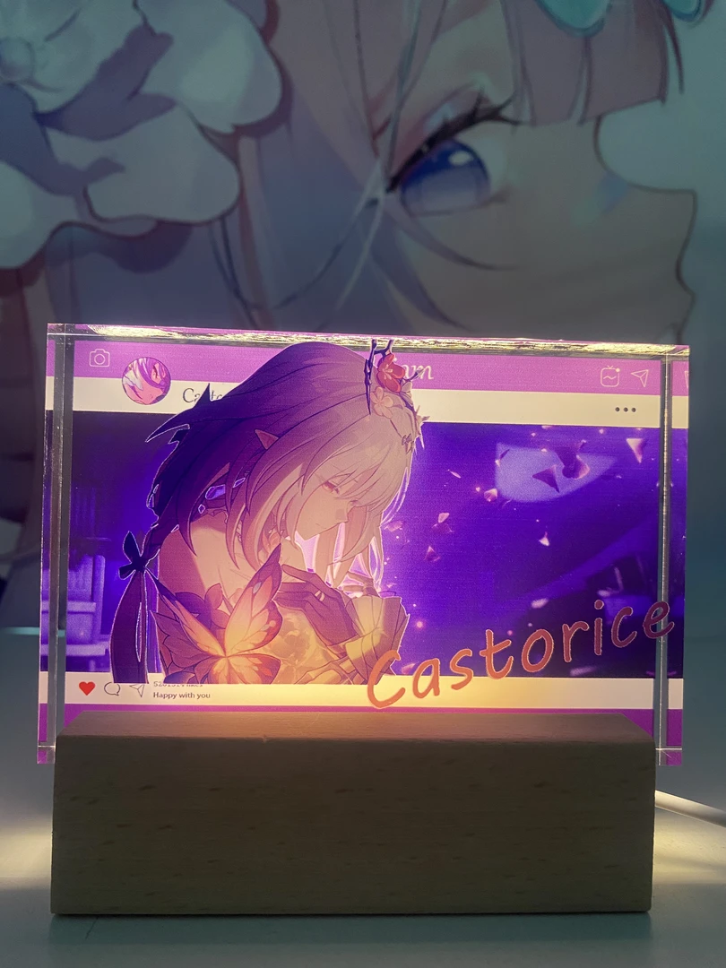 实木家用小夜灯/高透亚克力砖发光灯条（三色灯）