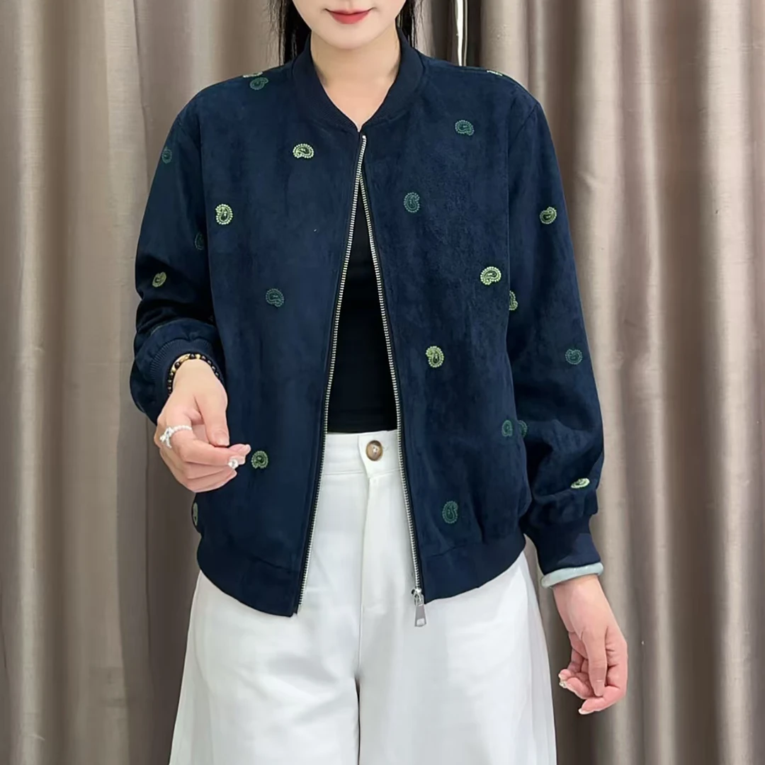 【秋季新款】时尚重工刺绣休闲洋气百搭减龄棒球服外套CQ6793衣长58