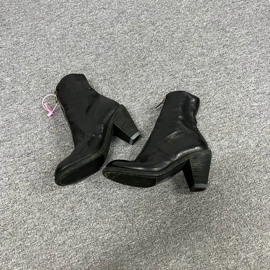 99新  guidi 黑色做旧高跟靴37码