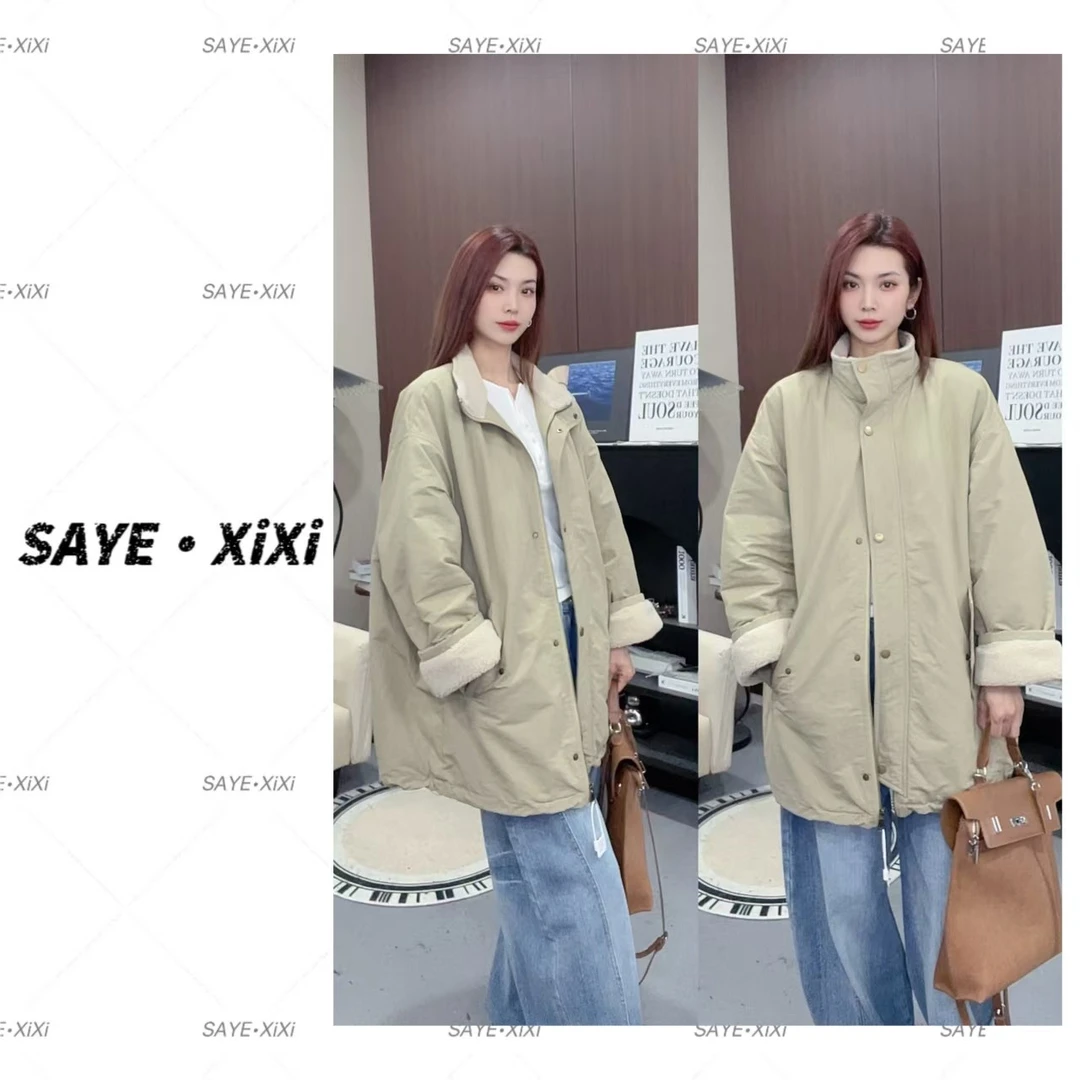 2025秋冬新款极简风立领显示百搭外套女时尚休闲显瘦中长款上衣