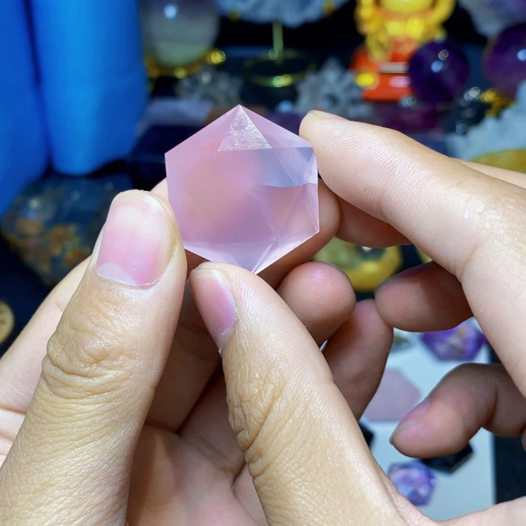 天然粉水晶六芒星未镶嵌水晶和*