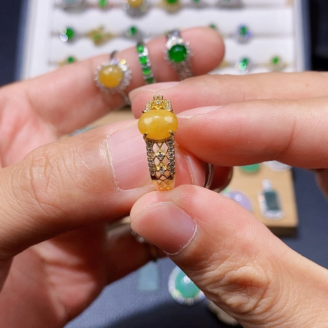 银S925镶嵌戒指翡翠戒指