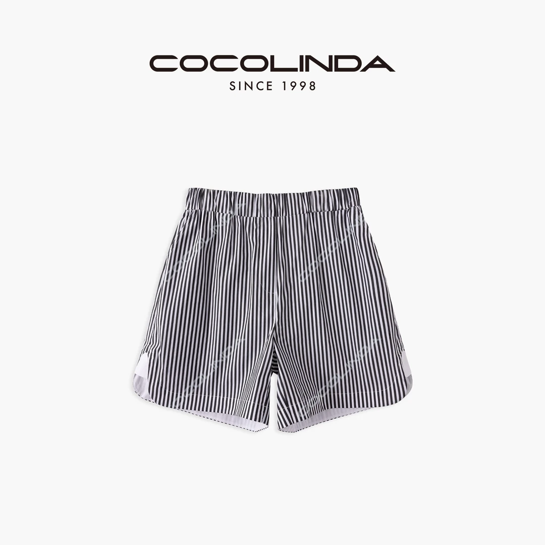 COCOLINDA | 棉质黑白条纹短裤P3387