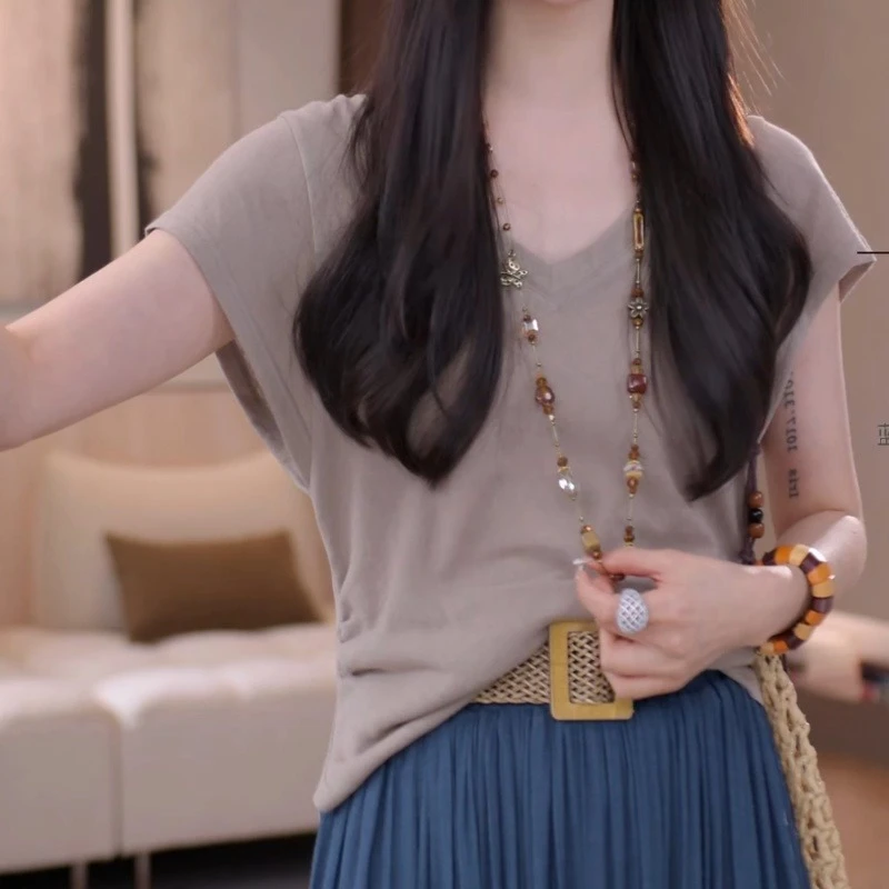 2025春夏上新韩系设计感百搭收腰显瘦短袖LK2502988