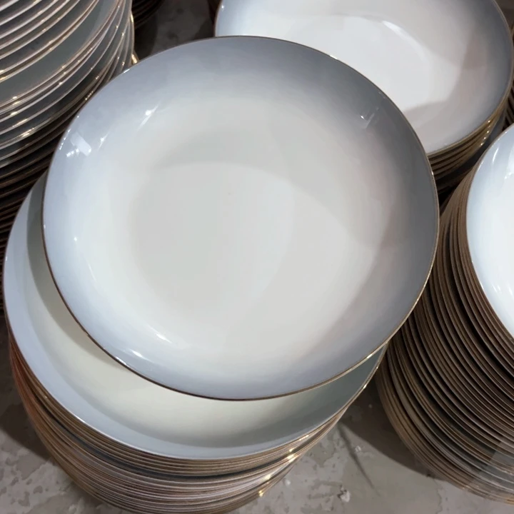 瓷渐变灰8寸深盘4个